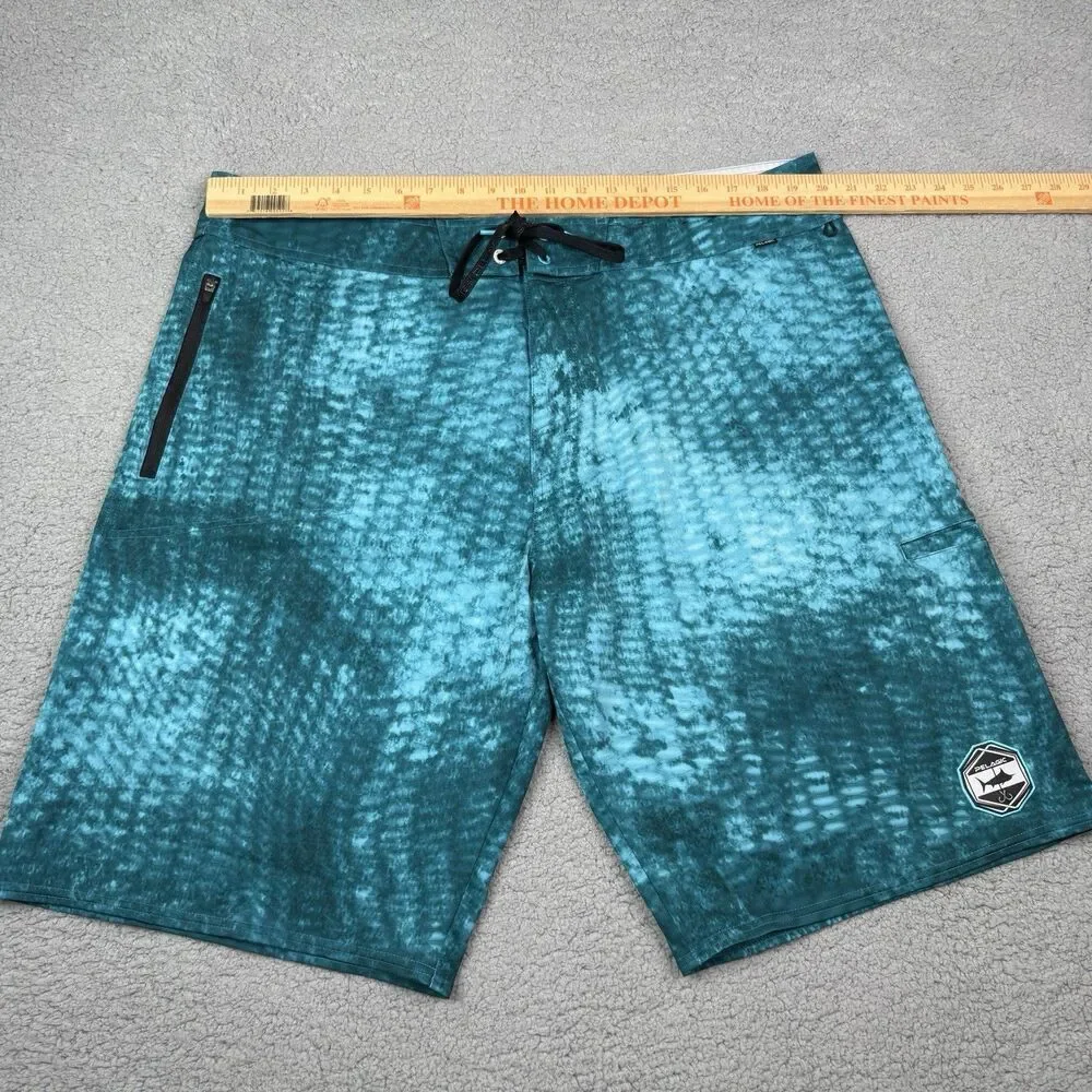 Pelagic Board Shorts Mens 40 Teal Blue Argonaut Swim Trunks Fishing Surf Beach